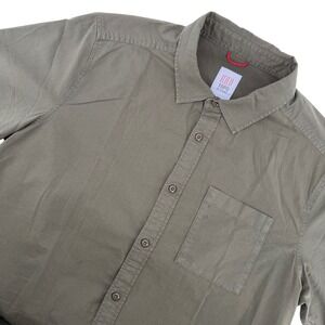 Topo Designs Men's L‎ Short Sleeve Button Up Shirt Olive Green Outdoor Gorpcore